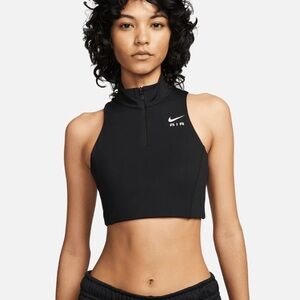 Nike Air Dri-FIT Swoosh Mock Zip Black Sports Bra size XXL